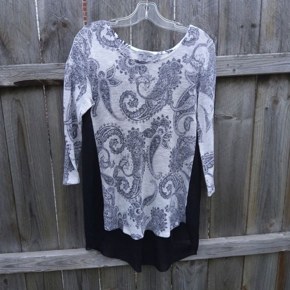 CHARLOTTE RUSSE large half sweater half sheer back top - Picture 1 of 7